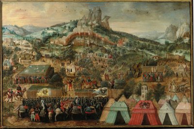 Un siège à Thérouanne, avec une armée dirigée par Charles V campée sous la ville - Herri met de Bles