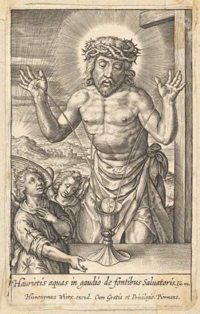 Le sang du Rédempteur vénéré par deux anges, avant 1619 - Hieronymous Wierix