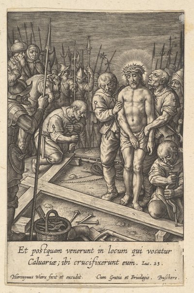 La préparation de la croix, avant 1619 - Hieronymous Wierix