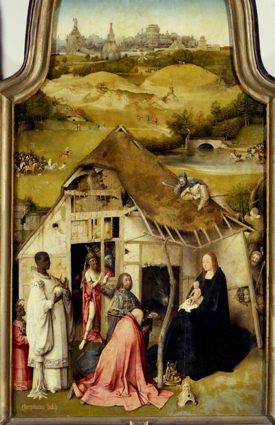 Adoration des Mages. Détail du panneau central. Peinture de Jérôme Bosch (1450-1516) 1510-1511. Madrid, Musée du Prado - Hieronymus Bosch