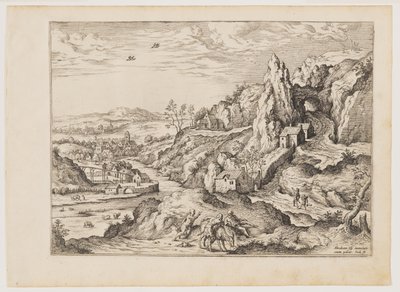 Abraham et Isaac sur le chemin du sacrifice, extrait de Paysages avec scènes bibliques et mythologiques - Hieronymus Cock