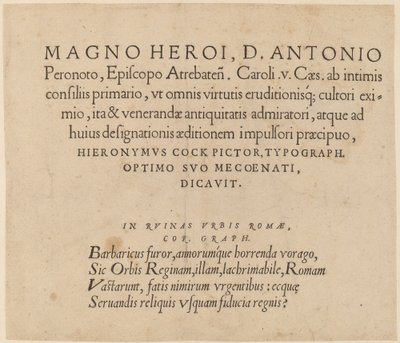 Page de dédicace - Hieronymus Cock