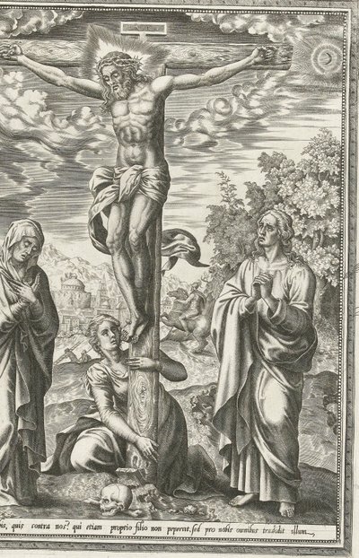 Crucifixion avec Marie, Jean-Baptiste et Marie-Madeleine - Hieronymus Cock