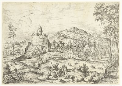 Mercure et Argus (Landschappen met bijbelse en mythologische scènes) - Hieronymus Cock