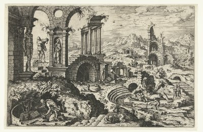 Paysage en ruines avec Jérôme pénitent - Hieronymus Cock