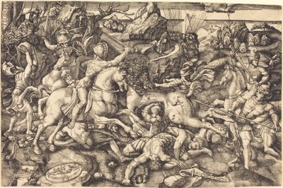 Combat entre Cavaliers et Fantassins - Hieronymus Hopfer after Raphael