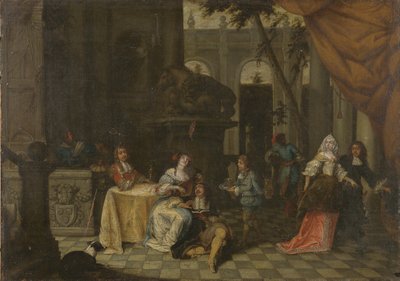 Compagnie élégante sur une terrasse, 1669 - Hieronymus Janssens