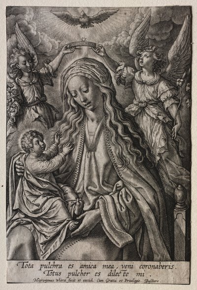 Vierge couronnée par deux anges - Hieronymus or Jerome Wierix