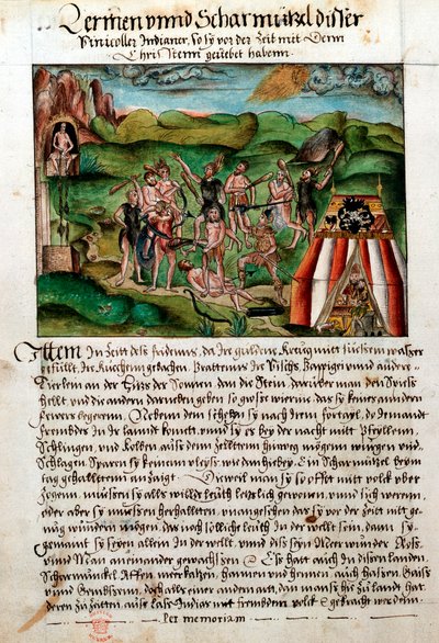 Vénézuéliens attaquant les conquistadors espagnols, 16e siècle - Hieronyouse Koler