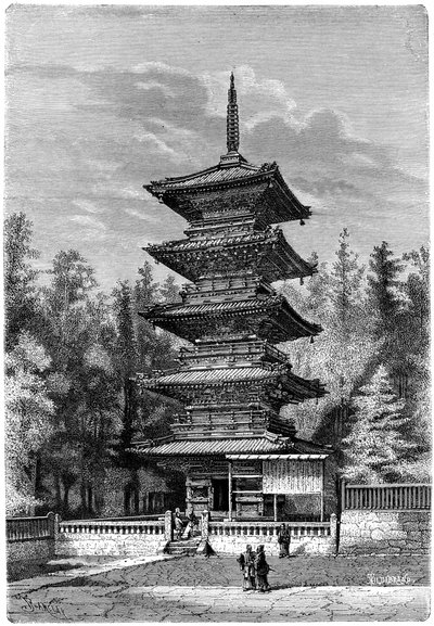 Temple bouddhiste, Nikko, Japon, 1895 - Hildibrand