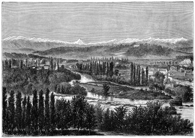 Les Pyrénées vues de la terrasse du château de Pau, France, 1879 - Hildibrand