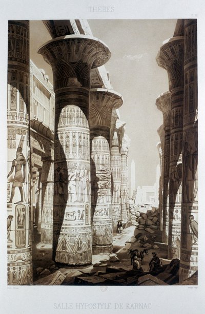 Salle hypostyle, Thèbes, Karnak, Égypte, 1841 - Himely
