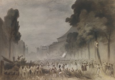 La Révolution de juillet sur les Grands Boulevards de Paris, 1830 - Hippolyte Bellange