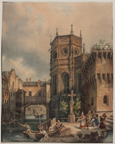 Scène sur un canal, première moitié des années 1800 - Hippolyte Jean Baptiste Garnerey