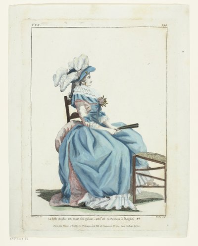 Galerie des Modes et Costumes Français 1787, TTT.388 : La belle Sophie attendant... - Hippolyte Le Bas