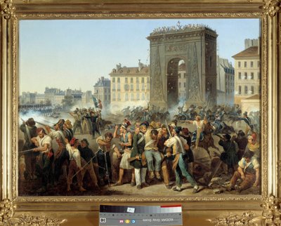 Bataille de la porte Saint Denis 28 juillet 1830 Insurrection parisienne pendant la révolution de 1830 ou Trois Glorieuses - Hippolyte Lecomte