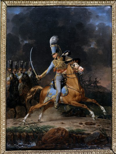Colonel de Hussard vers 1815 - 1816. Peinture de Lecomte datée de 1816. Collection « Les Soldats d