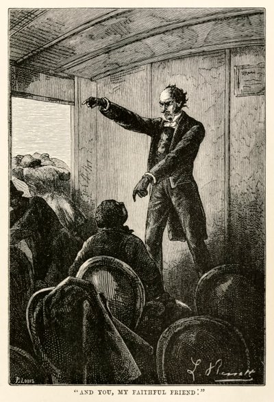 Et toi, mon fidèle ami., de Le Tour du Monde en Quatre-vingts Jours par Jules Verne (1828-1905) gravé par Louis, 1873 - Hippolyte Leon after Benett