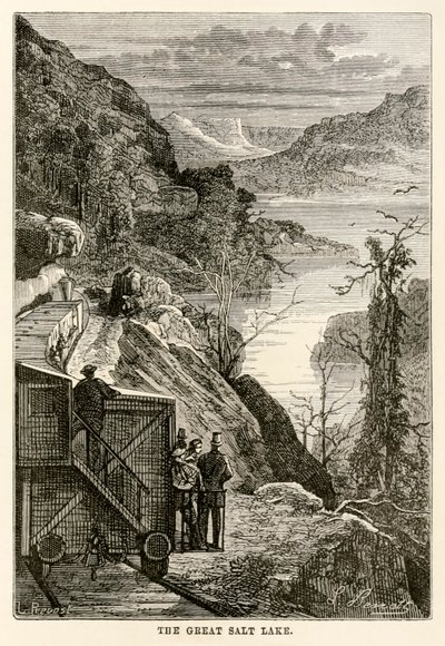 Le Grand Lac Salé, de Le Tour du Monde en Quatre-vingts Jours par Jules Verne (1828-1905) gravé par Prévost, 1873 - Hippolyte Leon after Benett