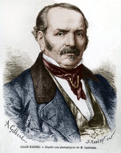 Allan Kardec, vrai nom Hippolyte Léon Denisart-Rivail, inventeur du spiritisme en France, gravure d