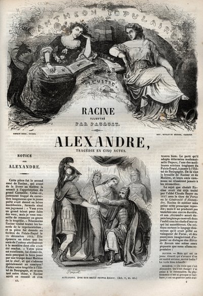Alexandre le Grand tragédie en cinq actes - gravure dans « Œuvres de Jean Racine » illustrée par Pauquet et notice par Émile de La Bédollière - 1851 - Hippolyte Louis Pauquet