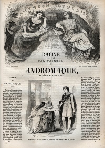 Andromaque tragédie en cinq actes - gravure dans « Œuvres de Jean Racine » illustrée par Pauquet et notice par Émile de La Bédollière - 1851 - Hippolyte Louis Pauquet