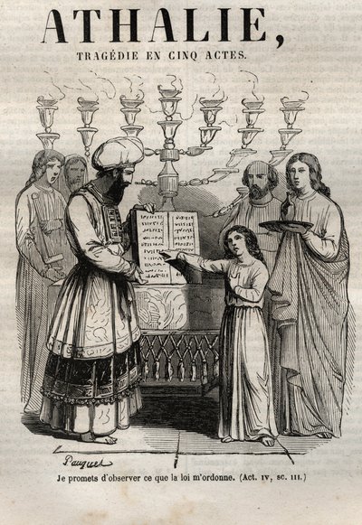 Athalie tragédie de Jean Racine en cinq actes - gravure dans "Œuvres de Jean Racine" illustrée par Pauquet et notice par Émile de La Bédollière - 1851 - Hippolyte Louis Pauquet