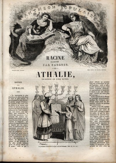 Athalie tragédie de Jean Racine en cinq actes - gravure dans "Œuvres de Jean Racine" illustrée par Pauquet et notice par Emile de La Bédollière - 1851 - Hippolyte Louis Pauquet