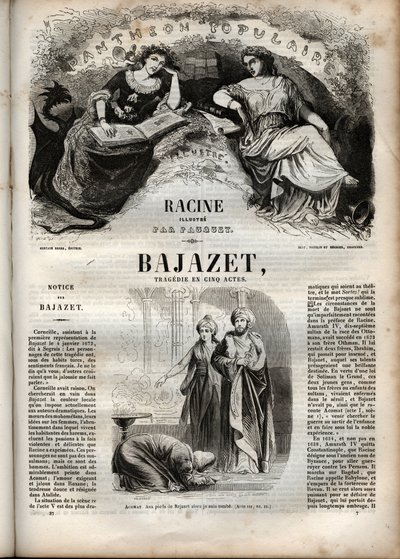 Bajazet tragédie en cinq actes de Jean Racine - gravure dans "Œuvres de Jean Racine" illustrée par Pauquet et notice par Emile de La Bédollière - 1851 - Hippolyte Louis Pauquet