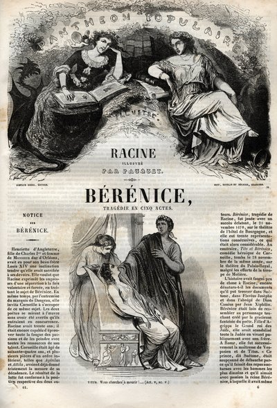 Bérénice tragédie en cinq actes - gravure dans « Œuvres de Jean Racine » illustrée par Pauquet et notice par Émile de La Bédollière - 1851 - Hippolyte Louis Pauquet