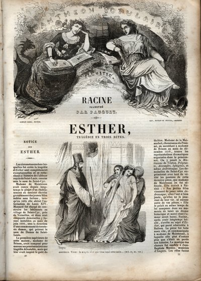 Illustration pour « Esther » de Jean Racine - gravure dans « Œuvres de Jean Racine » illustrées par Pauquet et notice par Émile de La Bédollière - 1851 - Hippolyte Louis Pauquet