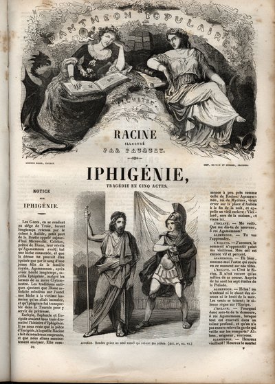 Iphigénie tragédie de Jean Racine - gravure dans « Œuvres de Jean Racine » illustrées par Pauquet et notice par Émile de La Bédollière - 1851 - Hippolyte Louis Pauquet