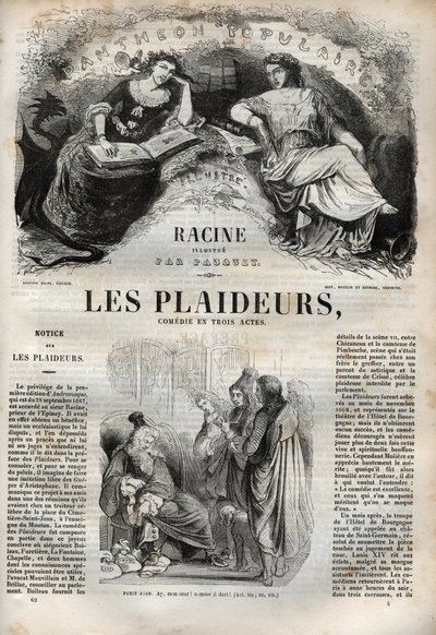 Les Plaideurs (1668) comédie en trois actes - gravure dans "Œuvres de Jean Racine" illustrée par Pauquet et notice par Émile de La Bédollière - 1851 - Hippolyte Louis Pauquet