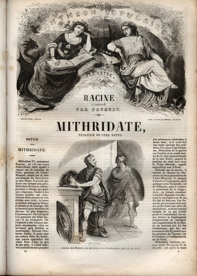 Mithridate tragédie en cinq actes de Jean Racine - gravure dans "Œuvres de Jean Racine" illustrée par Pauquet et notice par Emile de La Bédollière - Hippolyte Louis Pauquet