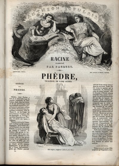 Phèdre, par Jean Racine (1639-1699) - gravure dans "Œuvres de Jean Racine" illustrée par Pauquet et notice par Emile de La Bédollière - 1851 - Hippolyte Louis Pauquet