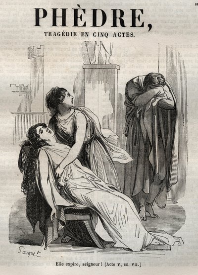Phèdre, par Jean Racine - gravure dans « Œuvres de Jean Racine » illustrées par Pauquet et notice par Émile de La Bédollière - 1851 - Hippolyte Louis Pauquet