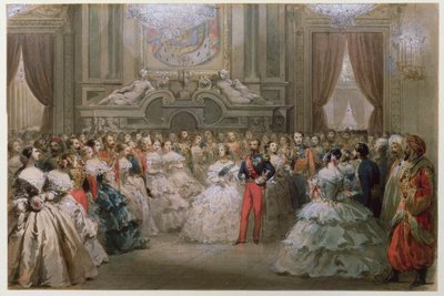 Reine Victoria (1819-1901) et Prince Albert (1819-61) à un dîner de gala donné par Napoléon III et Eugénie, 1853 - Hippolyte Louis Pauquet