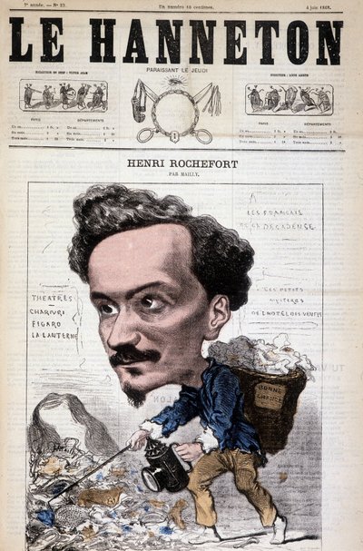 Caricature par Henri Rochefort (1831-1913), journaliste, écrivain et homme politique français. Dans Le Hanneton, 4 juin - Hippolyte Mailly