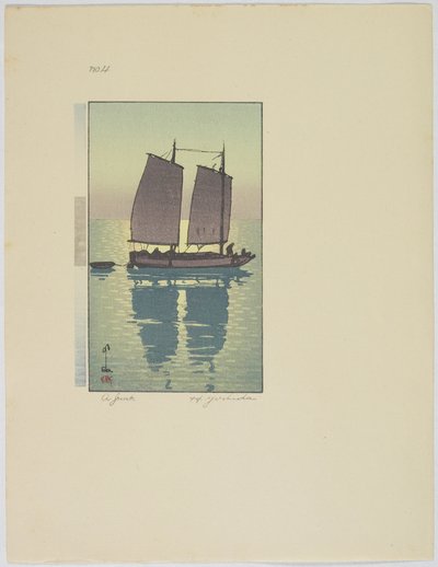 Un Jonque, Planche No. 4, fin du 19e-milieu du 20e siècle - Hiroshi Yoshida