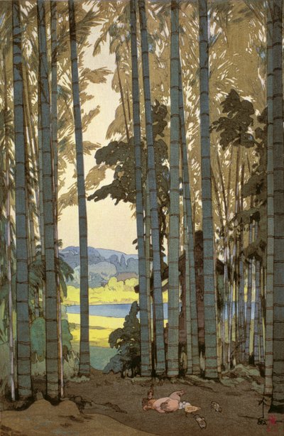Poules dans le bois de bambou - Hiroshi Yoshida