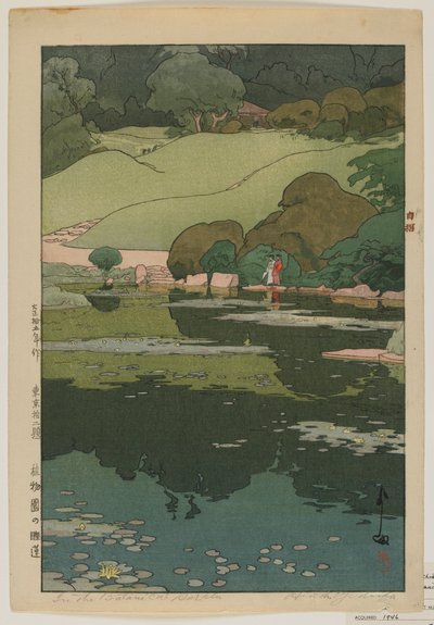 Nénuphars dans le jardin botanique, de la série, Douze scènes de Tokyo, époque Taisho - Hiroshi Yoshida