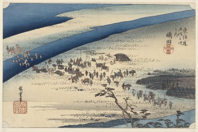 Rive de Suruga de la rivière Oi à Shimada (Les 53 stations du Tokaido) - Hiroshige (I) , Utagawa