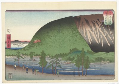 Montagne des éléphants dans la province de Sanuki (Sanuki, Zozusan, Krachtmetingen tussen berg en zee, Sankai mitate sumo) - Hiroshige (I) , Utagawa