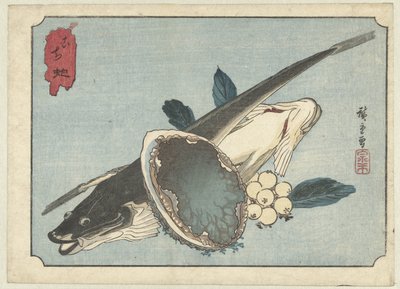 Poissons plats, ormeaux et baies - Hiroshige (I) , Utagawa