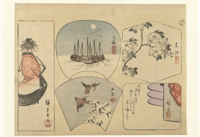 Cinq découpages - Hiroshige (I) , Utagawa