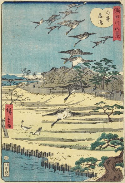 Oies rentrant à Shirahige, novembre 1861 - Hiroshige II