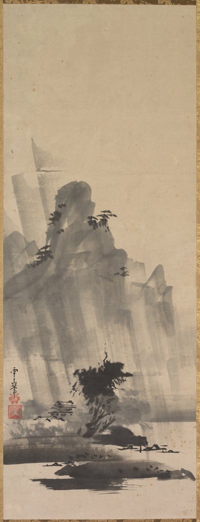 Montagne et rivière en tempête, première moitié du 17ème siècle - Hirowatari Setsuzan
