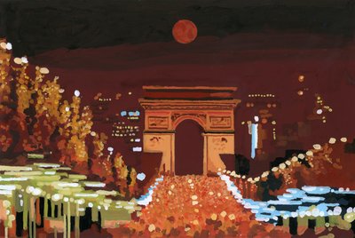 Arc de Triomphe et Champs Élysées la nuit - Hiroyuki Izutsu