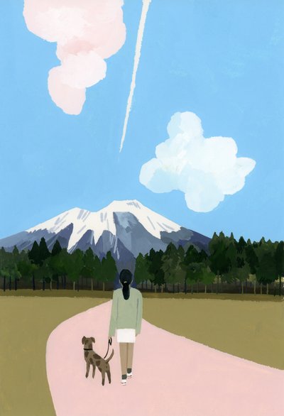 Promenade avec chien et traînée d