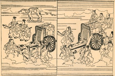 Carrosses tirés par des bœufs - Hishikawa Moronobu